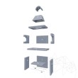 Traditioneller Gartengrill Medium (Holzkohle/Holz, 120x70x210 cm, 800 kg, Naturstein Verde Laguna, Ziegel)