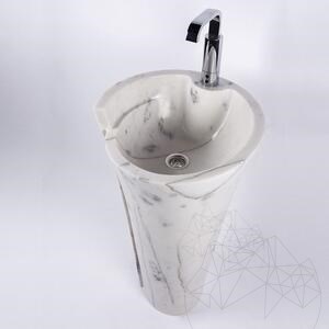 Waschbecken für Badezimmer - Tao Calacatta Flieder Marmor 42 x 85 cm