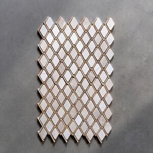 Poliertes Mosaik aus beigem Marmor und gelbem Maze-Travertin, 30,5 x 30,5 cm