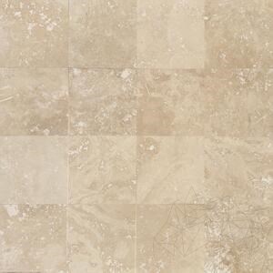 Klassischer, geschliffener Travertin im Kreuzschliff, 20.3 x 20.3 x 1.2 cm