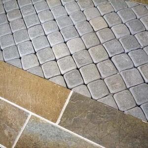 Kavala Schiefer getrommelt Pflasterstein 10 x 10 x 3-5 cm