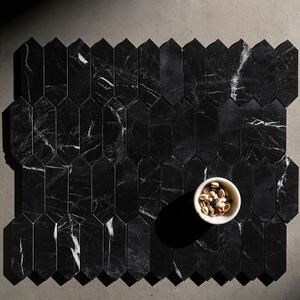 Schwarzer Marmor, poliertes Säulenmosaik, 30.5 x 28 cm