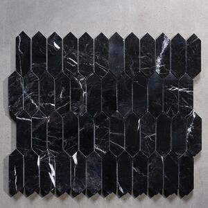 Schwarzer Marmor, poliertes Säulenmosaik, 30.5 x 28 cm