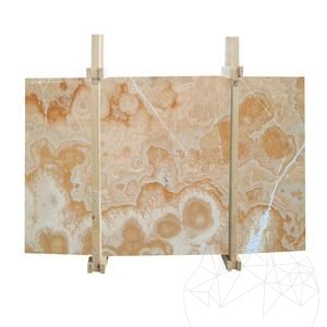 Orangefarbene polierte Onyx-Platte, 2 cm