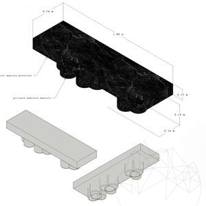 PureMess Ceppo Gartenbank aus Marmor, 180 x 50 x 44 cm