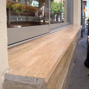 Romano Travertinplatte mit Adernschnitt, Epoxidfüllung, 2 cm