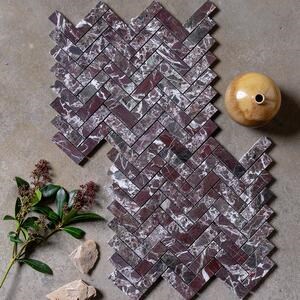 Mosaikfliese Marmor Rosso Levanto Chevron Poliert