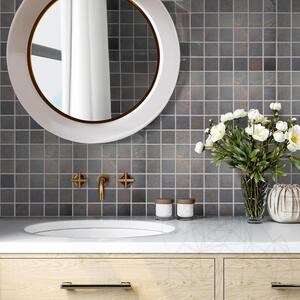 Schiefer Mosaik Flexibles Schiefer SKIN Dekor 2mm - Multicolor 4.8x4.8cm | Ideal für Wände, Möbel, Fassade