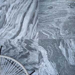 Naturschiefer Silber, gebürstet (Anti-Rutsch), 60 x 60 x 1,2 cm | Ideal für draußen/ drinnen, vertikal/horizontal