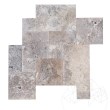 Silber Cross Cut Gebürsteter Travertin Französisches Muster Set 1,2 cm
