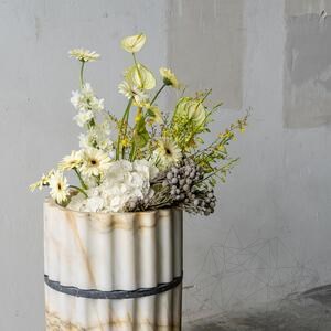 Waschbecken – TAO Arabescato Oro gerippter Marmor, 42 x 85 cm