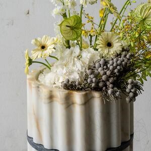 Waschbecken – TAO Arabescato Oro gerippter Marmor, 42 x 85 cm