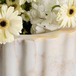 Waschbecken – TAO Arabescato Oro gerippter Marmor, 42 x 85 cm