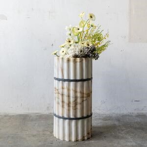 Waschbecken – TAO Arabescato Oro gerippter Marmor, 42 x 85 cm