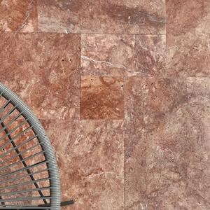 Rotes Opium Kreuzschliff gebürstet Travertin Französisch Muster Set 1,2 cm