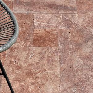 Rotes Opium Kreuzschliff gebürstet Travertin Französisch Muster Set 1,2 cm