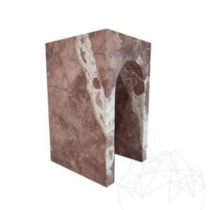 Opiumroter Travertin Archy Beistelltisch
