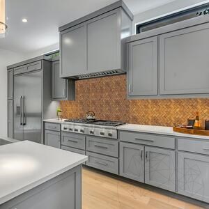 Pfirsich Polierter Travertin Fischgrätenmosaik 2,5 x 5 cm