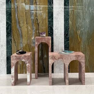 Opiumroter Travertin Archy Couchtisch