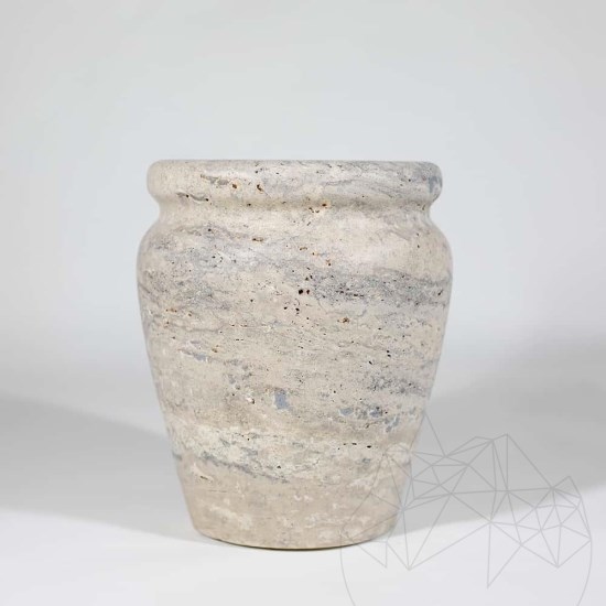 Roma Silber Travertin Vase 30 x 25 x 25 cm