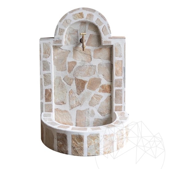 Cismea Kleiner Garten, Traditionell, Freistehend - Polygonale Steinverblendung, Rhodos Schiefer, 80 x 55 cm, 70 kg