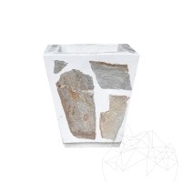 Rustikaler Beton-Pflanzkübel 30x40 cm - überzogen mit Rhodos Polygonal Stein | Ideal für Blumen in Garten, Terrasse