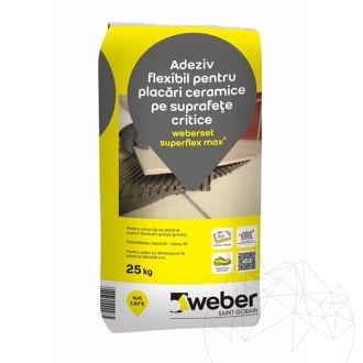 Weber Set Superflex Max² 25 Kg - Grauer Profi-Kleber für Wand und Boden