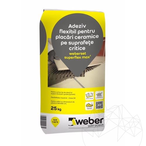 Weber Set Superflex Max² 25 Kg - Grauer Profi-Kleber für Wand und Boden