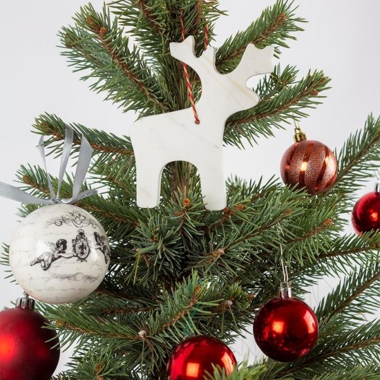 Thassos Marmorhirsch - Weihnachtsdekorationsset für Zuhause (6 Stück)