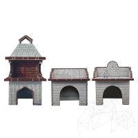 Family Garden Furniture Set, Standard (Grill Medium, Holzkohle/Holz, Tisch, Spüle) - Dekorativer Stein, Ziegel