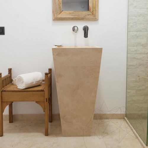 Waschbecken für das Badezimmer - Classic Travertin BAYK, 42 x 42 x 82 cm