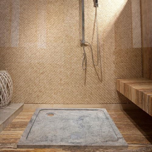 Duschwanne - Silberner Travertin ULTRA FLAT 90 x 90 cm x 3 cm