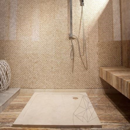 Duschwanne - Klassischer Travertin ULTRA FLAT 90 x 90 cm x 3 cm