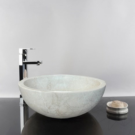 Waschbecken im Badezimmer - Cappuccino Marmor RS-5, 42 x 15 cm