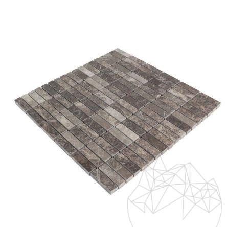 Dark Emperador Poliertes Marmor-Mosaik 4,8 x 1,5 cm