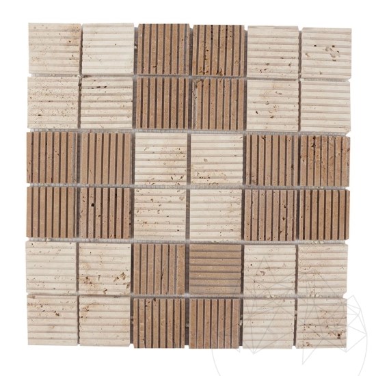 Klassischer & Noce Gekratzter Travertin Mosaik 4,7 x 4,7 cm
