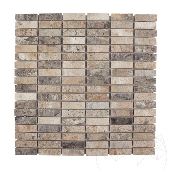 Silber polierter Travertin Mosaik 1,5 x 4,8 cm