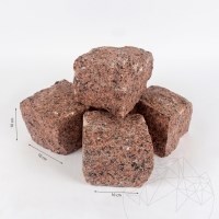 Ahornroter Splitface-Granit-Pflasterstein 10 x 10 x 10 cm (1 Tonne = 5 qm)
