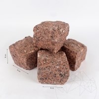 Ahornroter Splitface-Granit-Kopfstein 8 x 8 x 8 cm (1 Tonne = 5 qm)