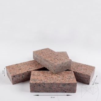 Ahornrot 4-seitig geschnittener Granit-Kopfstein 10 x 20 x 5 cm