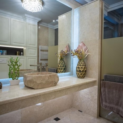 Polierte Marmor-Arbeitsplatte Crema Royal 250 x 65 x 3 cm