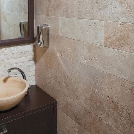 Classic Kreuzschliff Gebürsteter Travertin 10 x 30,5 x 1 cm