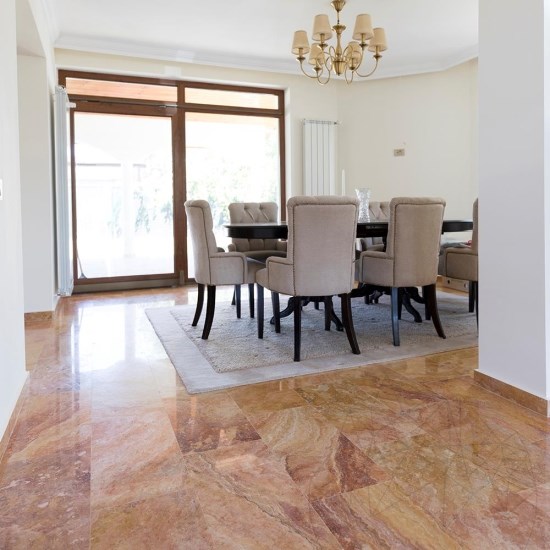 Pfirsich Kreuzschliff polierter Travertin 61 x 30,5 x 1,2 cm