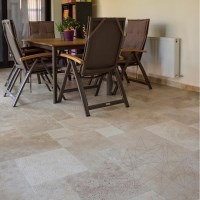 Klassischer Kreuzschliff Gebürsteter Travertin Französisches Muster Set 1,2 cm
