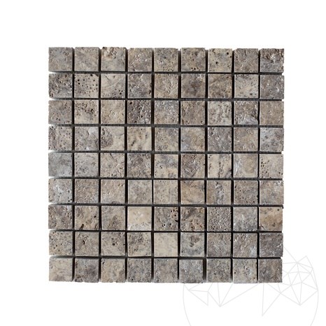 Travertin Silber Gebürstetes Mosaik 3 x 3 cm