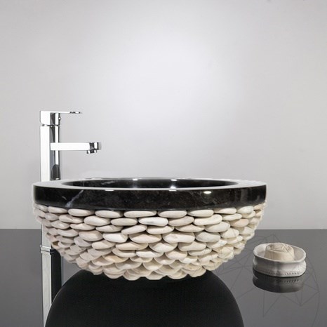Waschbecken Marmor Matia Black Pebbles