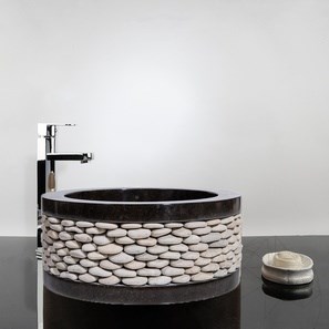 Waschbecken Marmor Matia Schwarze Kreise
