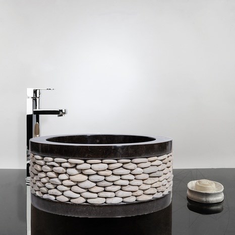 Waschbecken Marmor Matia Schwarze Kreise