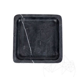 Quadratisches Tablett aus Nero-Marmor, 15 x 15 x 2.5 cm