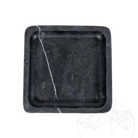 Quadratisches Tablett aus Nero-Marmor, 15 x 15 x 2.5 cm